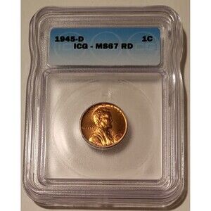 1945 D Lincoln Wheat Cent MS67 RED ICG